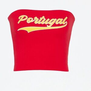 Fashion Nova Portugal Crop Top - Red and Yellow